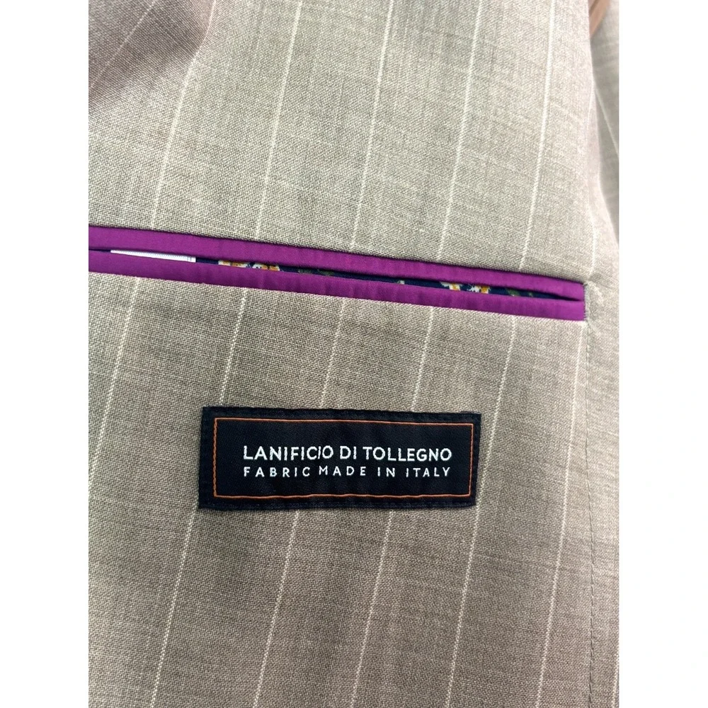 NEW Bonobos 44S Tan Chalk Stripe Jetsetter Unstructured Blazer Jacket Sport Coat